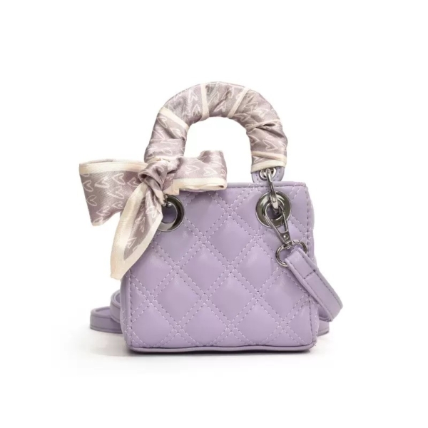 Purple Mini Quilted Bow Crossbody Bag