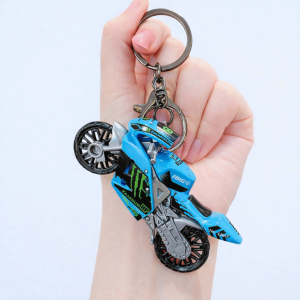 Blue Mini Racing Bike Keychain – Double Motor Style